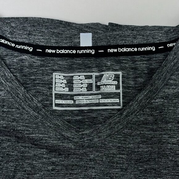 New Balance Running V-Neck Tee XL Grey Heather Performance Blend Athletic - Picture 2 of 2